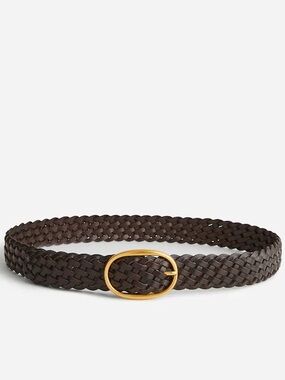 Madewell Woven Leather Oval-Buckle Belt in Coffee Bean XS Small